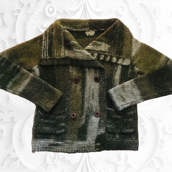 ROYAL Robbins Green & Grey/Black Ombré Knit Double Breasted Sweater/Cardigan - Picture 2 of 4